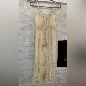 Elegant Cream Lace Midi Dress NWT